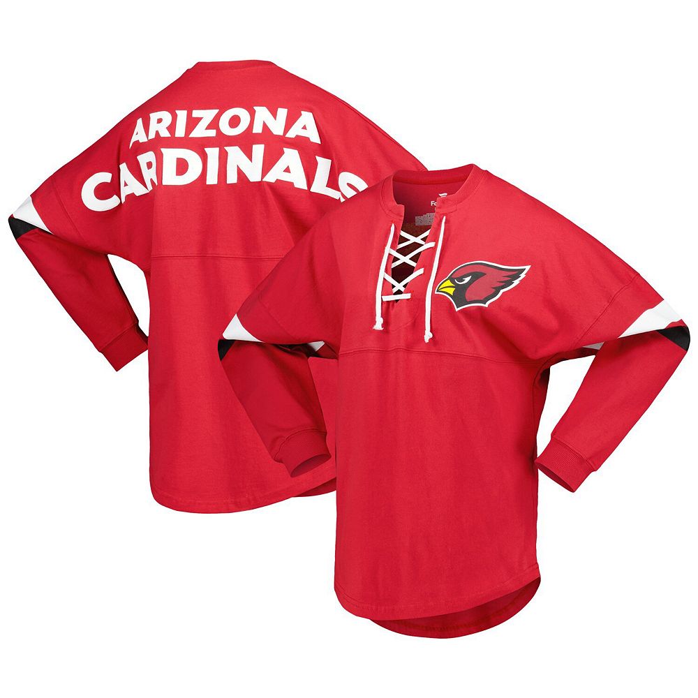 

Женская футболка Fanatics с логотипом Cardinal Arizona Cardinals Spirit из джерси на шнуровке с v-образным вырезом и длинными рукавами, цвет Acr Red