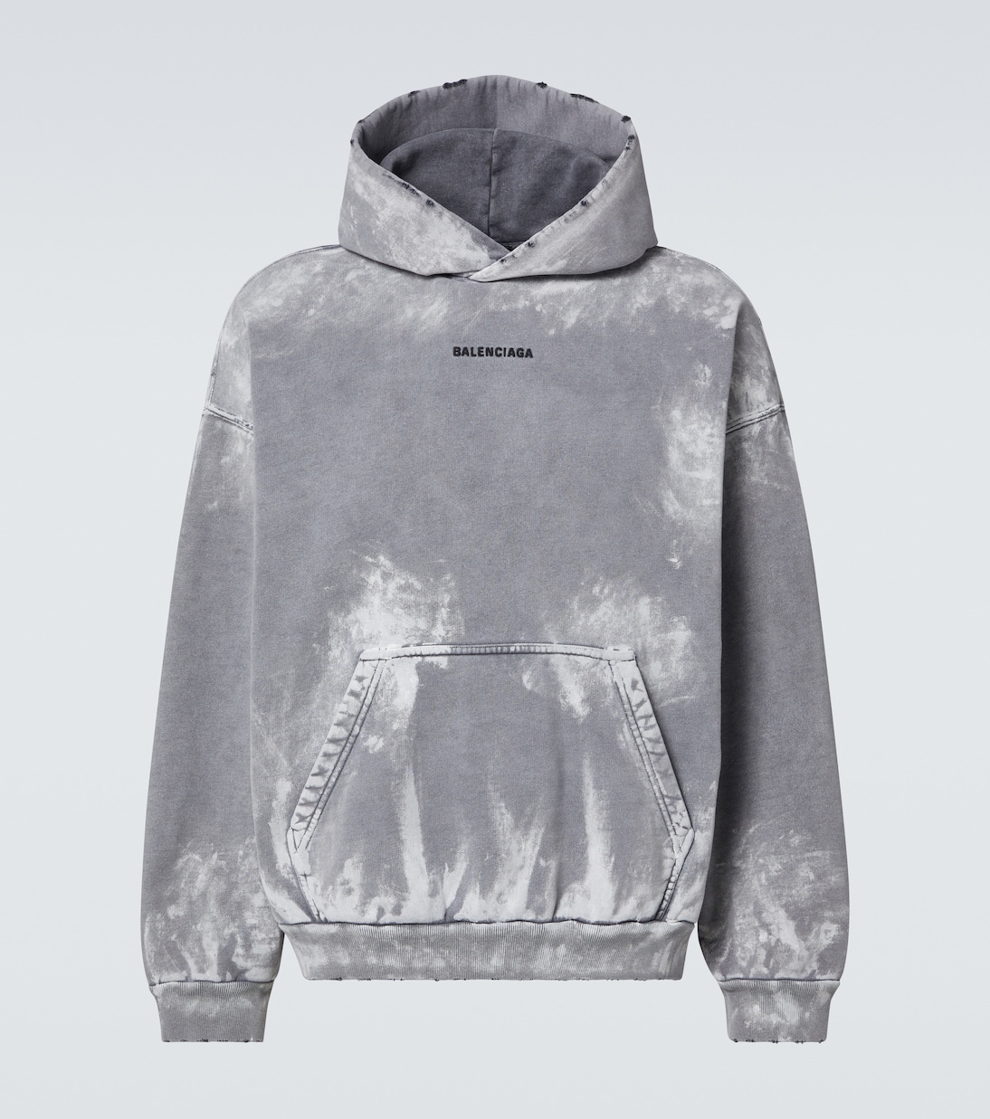 

Потертая хлопковая худи из джерси Balenciaga, Sup Fad Wash Blk/Blk