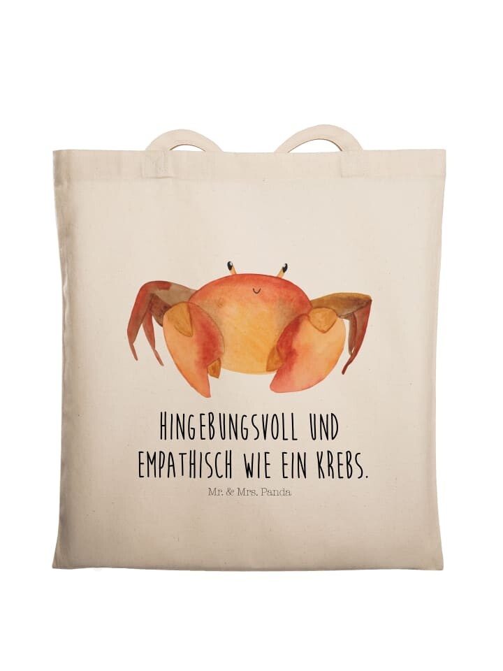 

Сумка Mr. & Mrs. Panda Tragetasche Sternzeichen Krebs mit Spruch, кремовый