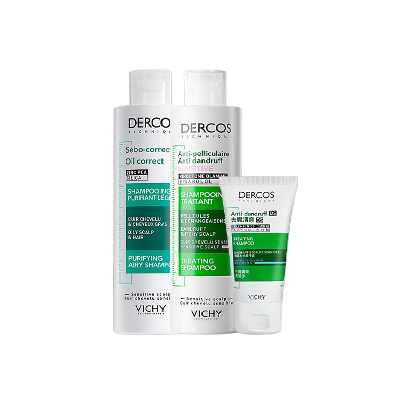 

Набор шампуней для контроля жирности и баланса кожи головы уход за волосами очищение от перхоти успокаивающий 200мл+200мл+50мл Vichy