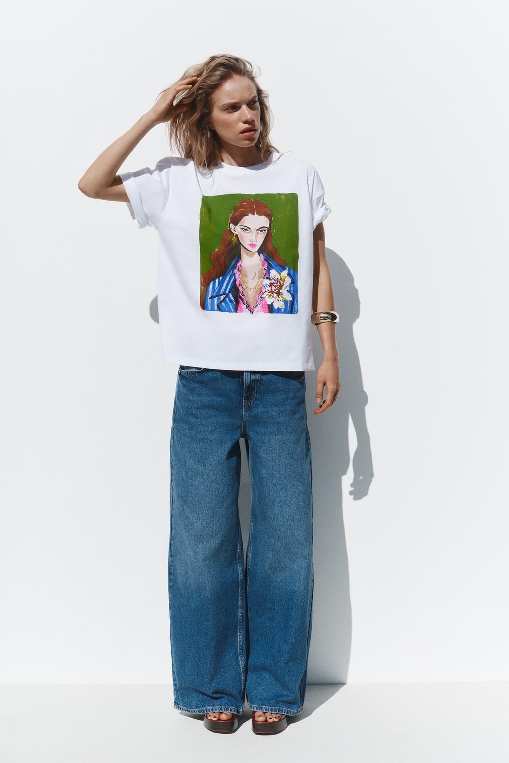 

Футболка с принтом для девочек ZARA, разноцветный
