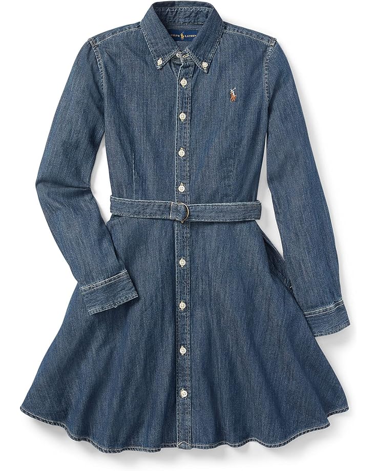 

Платье Polo Ralph Lauren Kids Belted Cotton Denim Shirtdress, цвет Indigo