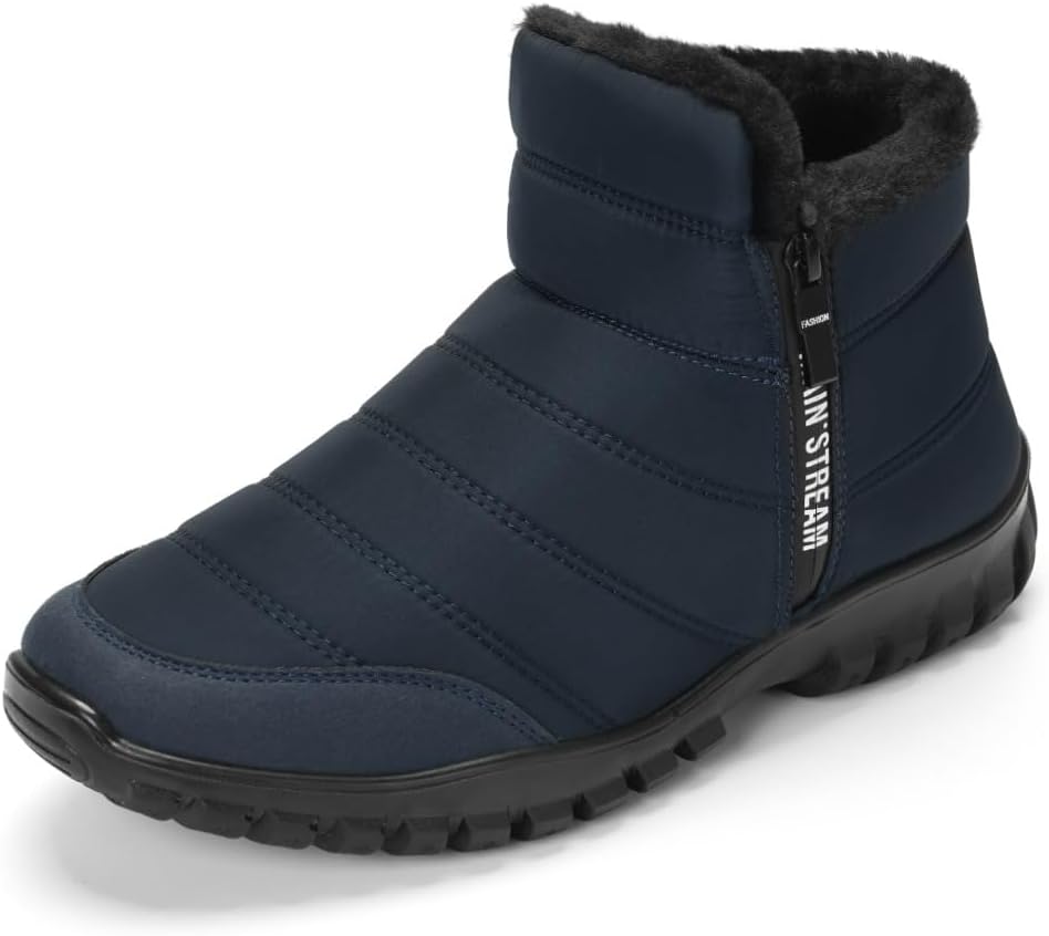 

Зимние мужские ботинки, снегоступы, высокие, с теплой меховой подкладкой, водонепроницаемые, утепленные, для холодной погоды, противоскользящие, для походов на открытом воздухе и работы, удобные, широкого размера, зимняя обувь Qacksv, темно-сини...