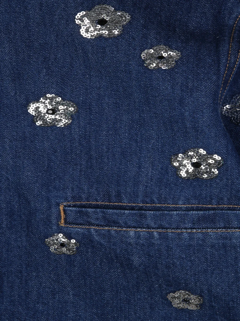 Джинсовая куртка с цветочным узором Marc Jacobs Kids, синий — фото 3