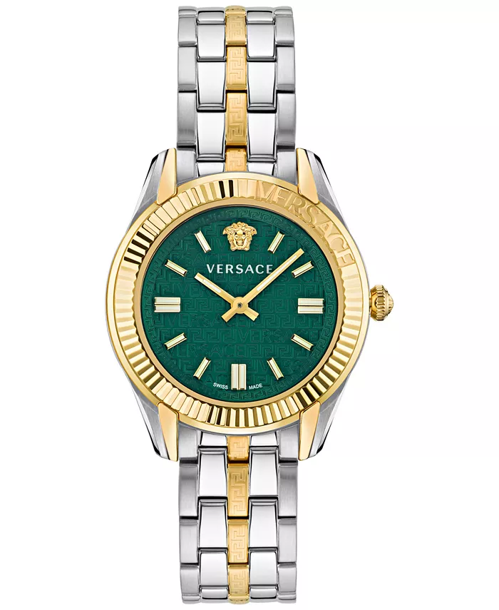 

Женские часы Swiss Greca Time с двухцветным браслетом из нержавеющей стали, 35 мм Versace, мультиколор