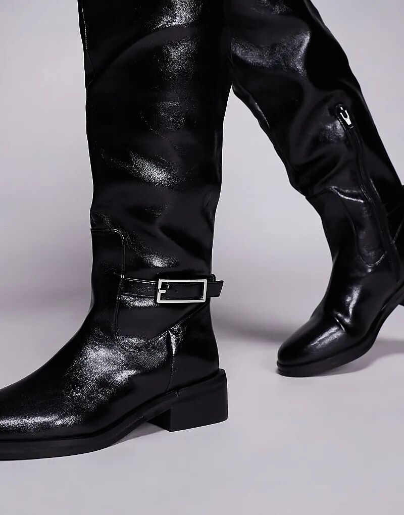 Сапоги выше колена River Island с пряжкой черного цвета — фото 3