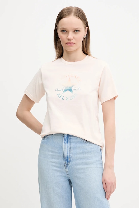 

Хлопковая футболка Converse, бежевый