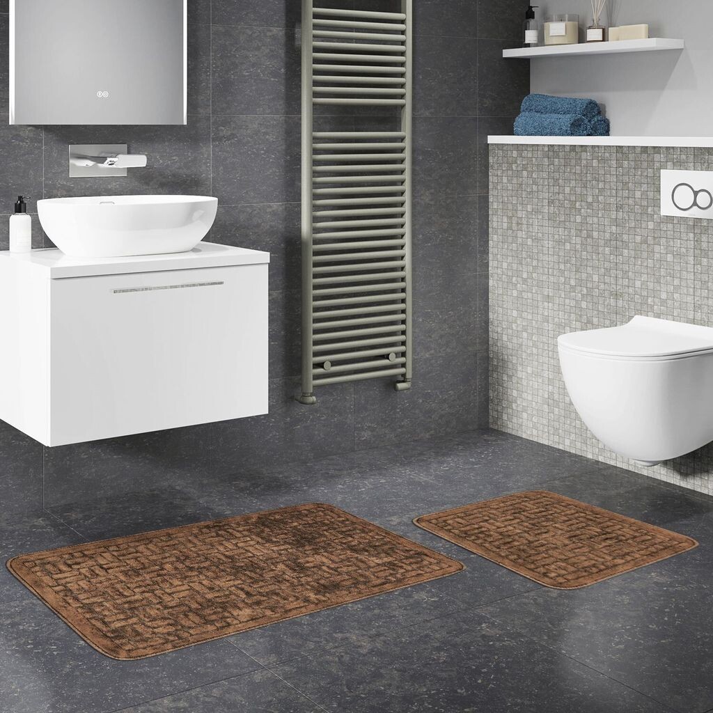 

Mijolnir, Cottonkt 000182, набор ковриков для ванной (2 шт.), коричневый, 100% ХЛОПОК, 50 x 60 см