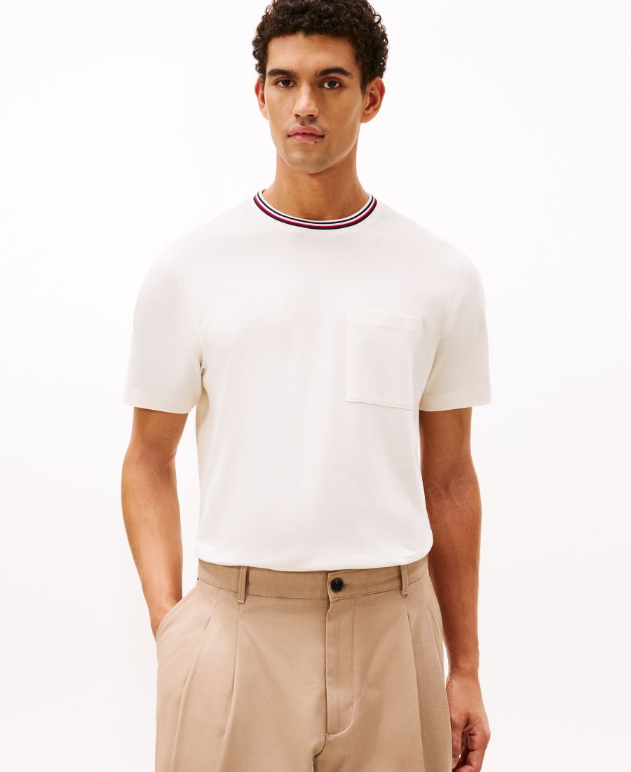 

Мужская футболка пике с полосатым воротником и карманом Tommy Hilfiger, Ivory Petal, Бежевый, Мужская футболка пике с полосатым воротником и карманом Tommy Hilfiger, Ivory Petal