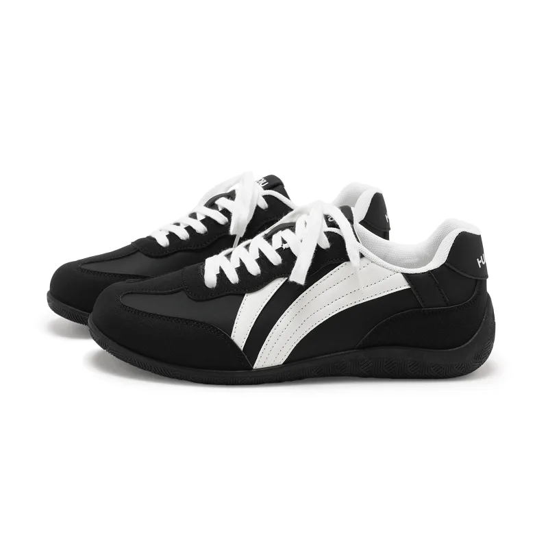 Кроссовки для скейтбординга мужские Racing Shoes из искусственной кожи, устойчивые к истиранию, низкие HUANQIU, черный белый — фото 3