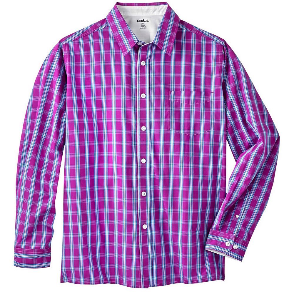 

Мужская повседневная рубашка без защипов Kingsize Big & Tall KingSize, цвет Dark Magenta Plaid