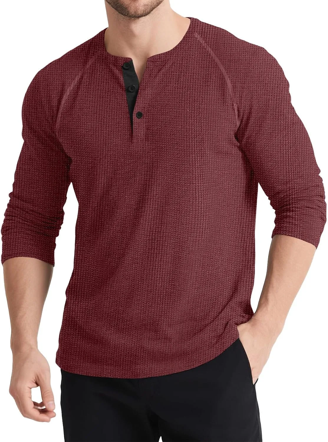 

Футболка Waffle Knit Henley для мужчин, Vintage, Quick Dry