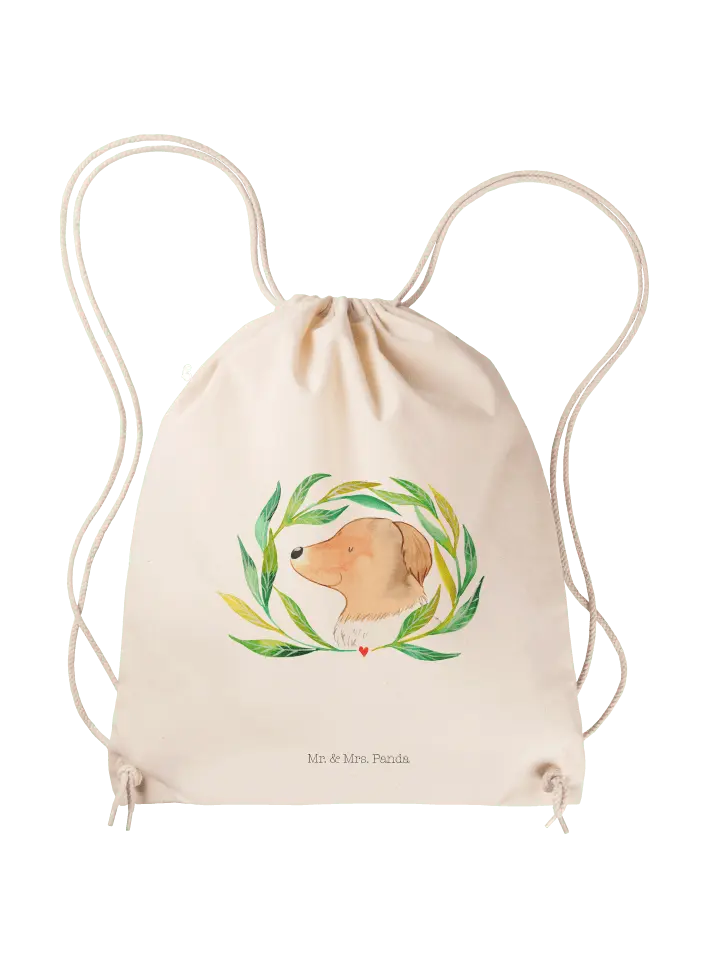 

Спортивная сумка Mr & Mrs Panda Sportbeutel Hund Blumen ohne Spruch, кремовый