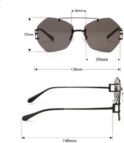 

Солнцезащитные очки 2027 года с многоугольной металлической оправой и двойным оправой, для женщин и мужчин, защита от ультрафиолета UV400 MTZJH, Black Grey