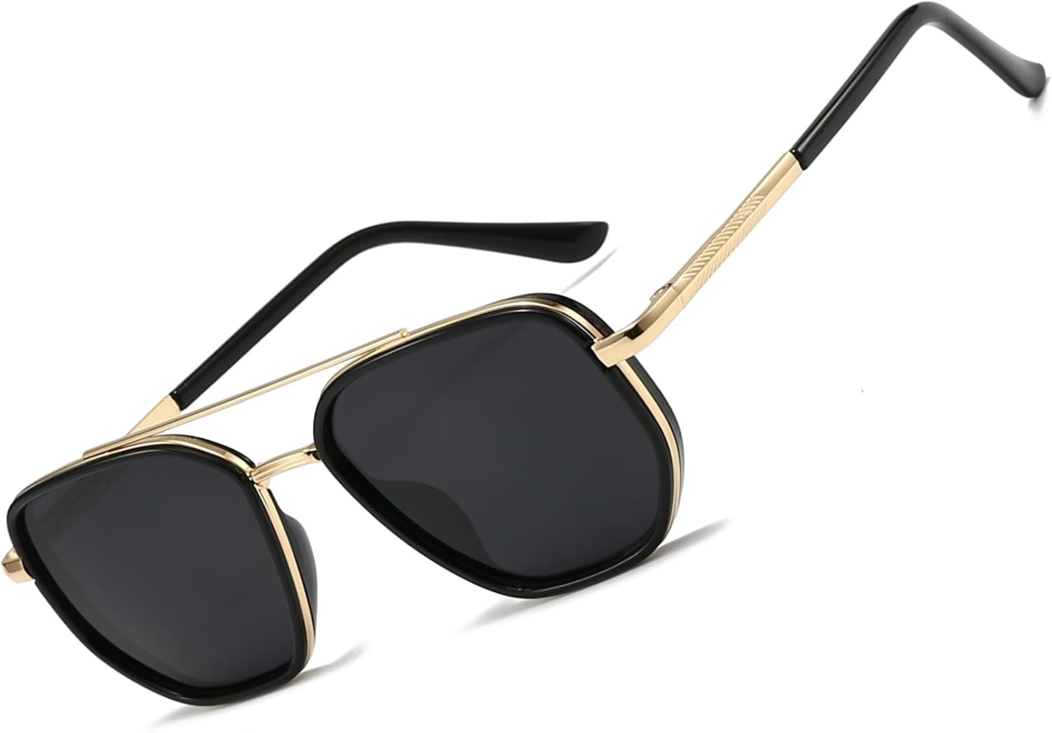 

Квадратные ретро-солнцезащитные очки-авиаторы для женщин. Модные женские солнцезащитные очки с поляризацией и защитой от УФ-излучения. Металлическая оправа, предотвращающая спутывание линз BOBUXLIIN, Glod Frame/Grey Lens