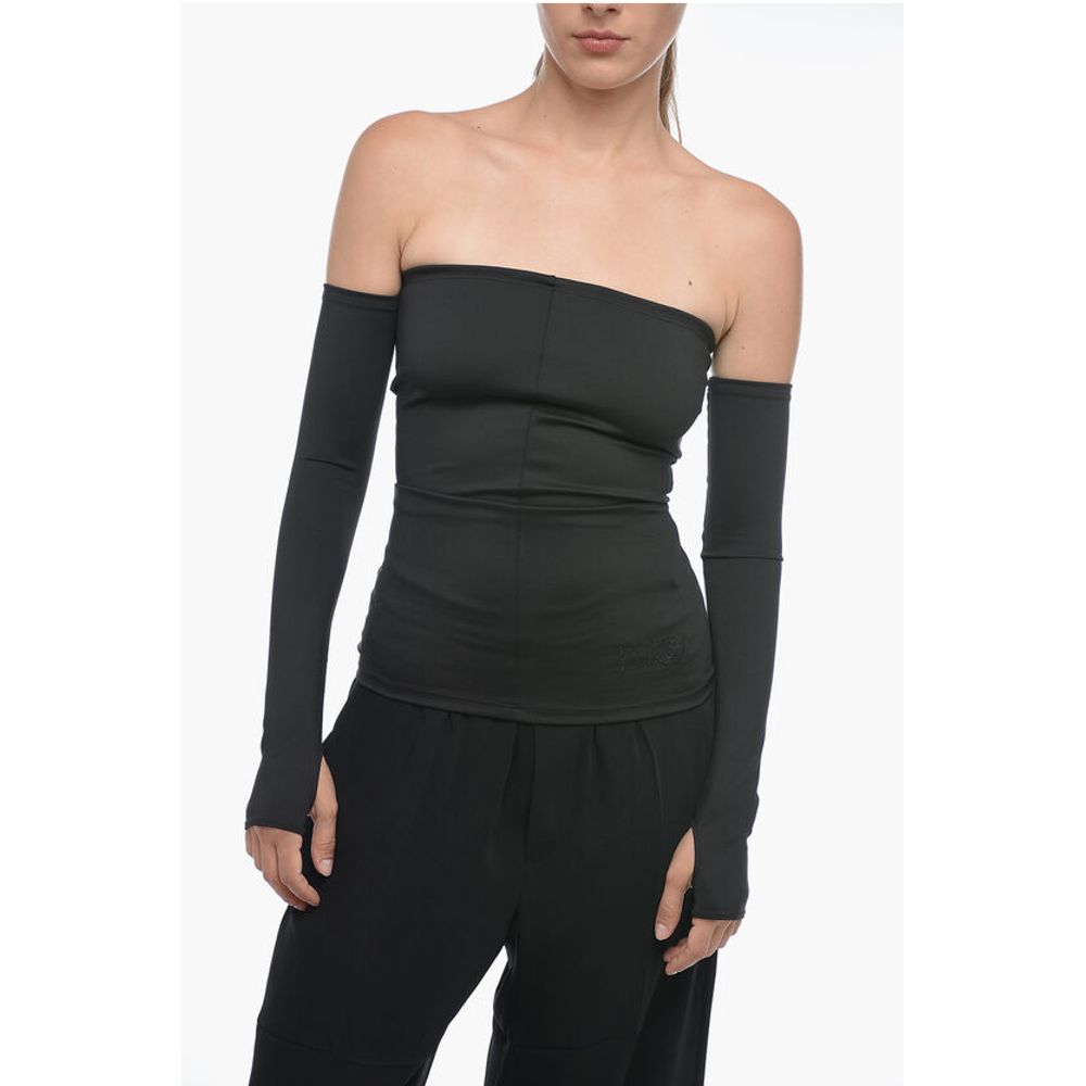 

Топ из эластичной ткани MM6 с открытыми плечами Maison Margiela, Black