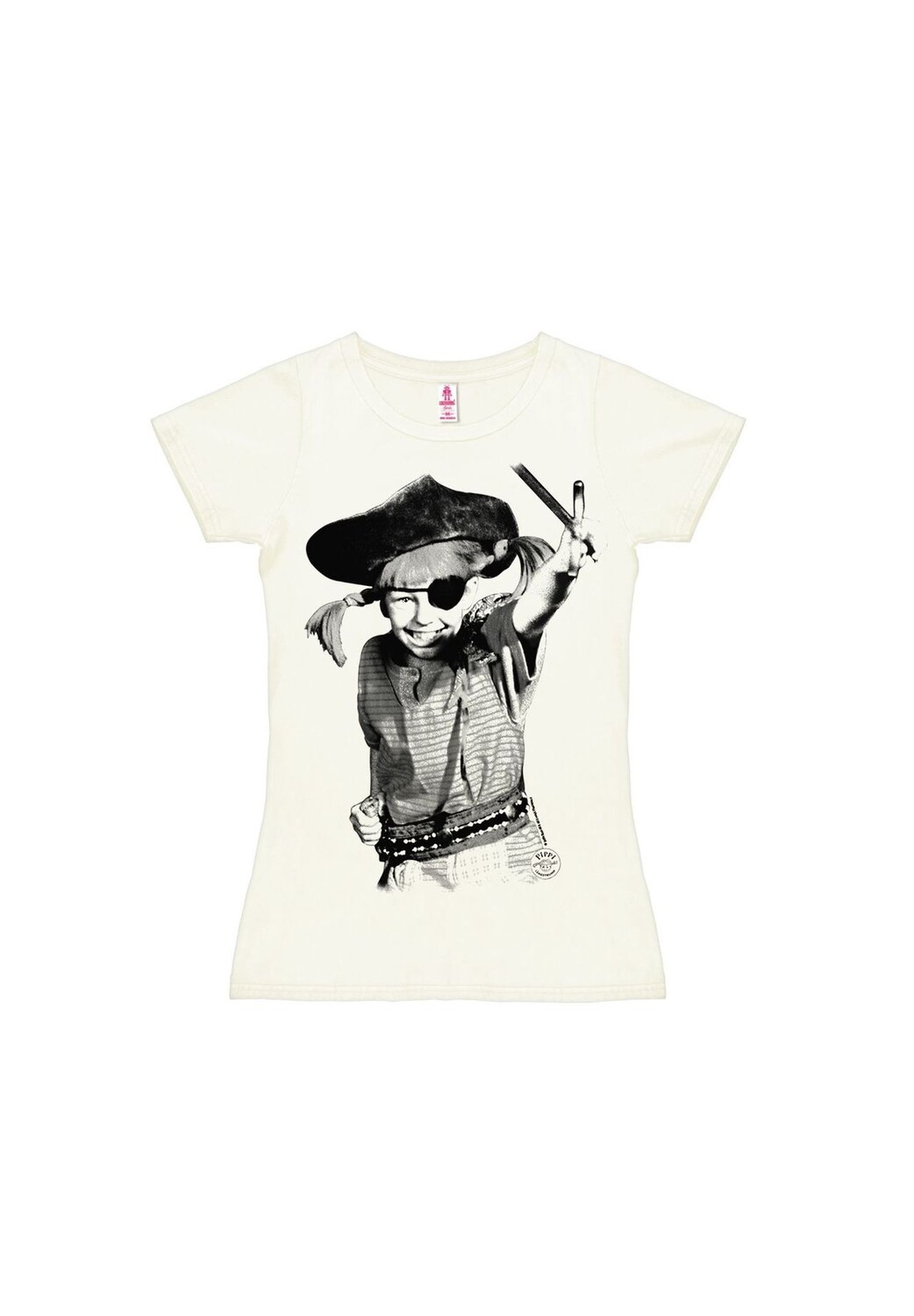 

Новая футболка для девочек «Пеппи» — «Пират» LOGOSHIRT, цвет Almost White