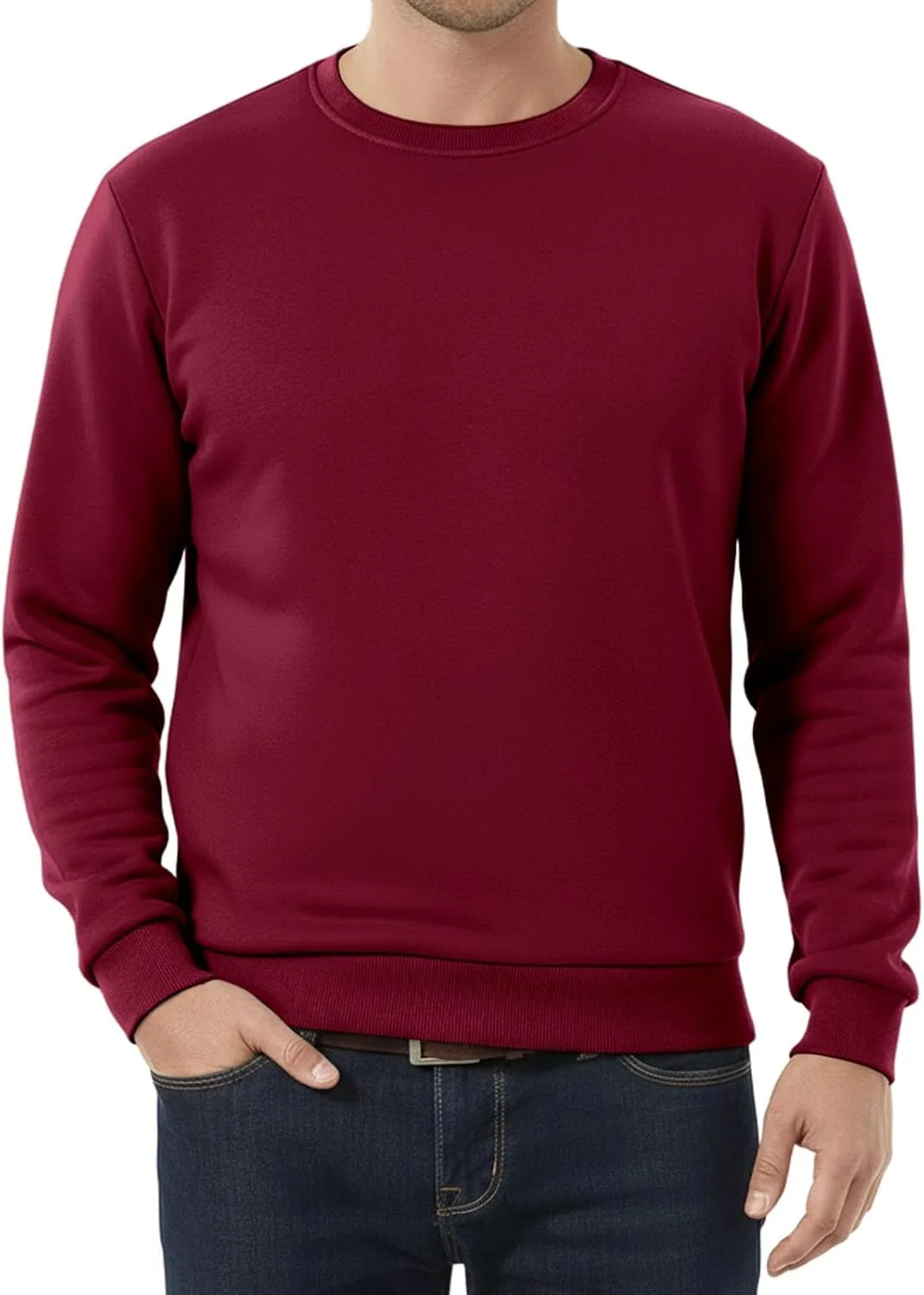 

Мужской флисовый свитшот с круглым воротником, утепленный