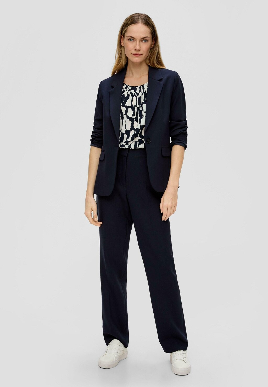 

Блузка À MOTIF ORNÉ DE DÉTAILS PLISSÉS s.Oliver BLACK LABEL, цвет navy