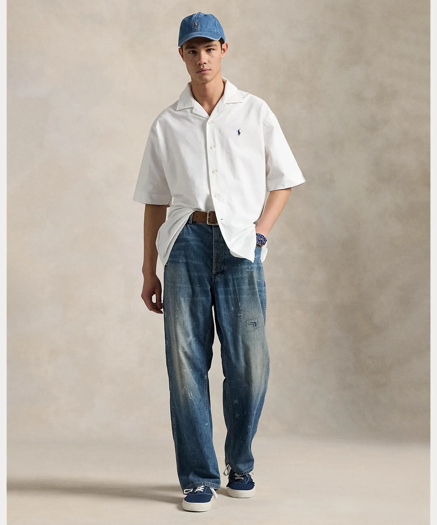 Мужская рубашка из органического хлопка Big Shirt POLO RALPH LAUREN белая — фото 3