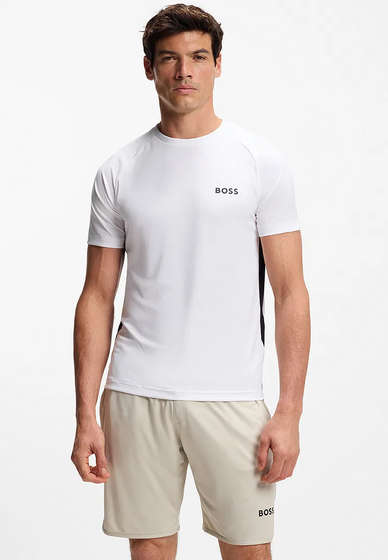 Футболка, slim fit, быстросохнущая, BOSS Green, белый/мультиколор