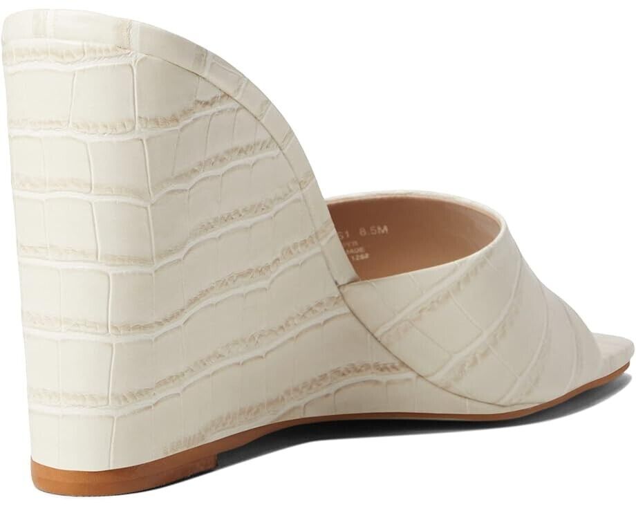 Сандалии Steve Madden Veles Женские US 6 Кость Кроко Квадратный носок Клиновидный каблук KHD752, белый — фото 4
