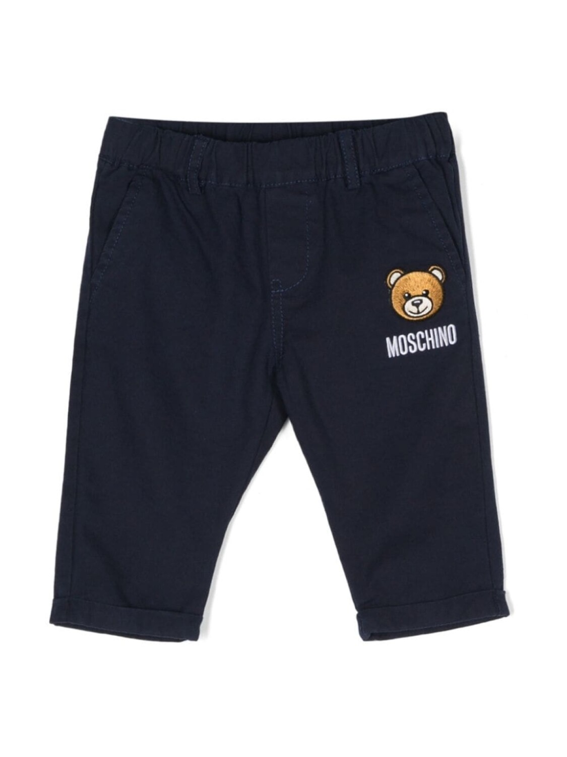 

Moschino Kids зауженные брюки с аппликацией Leo Teddy, синий