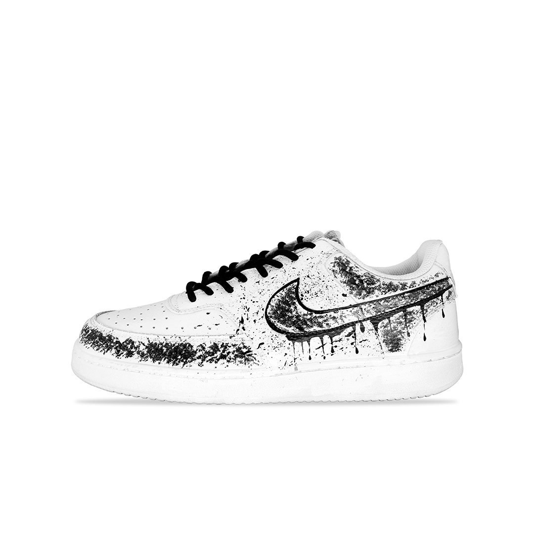 

Nike Кроссовки Court Vision Mist, модные и универсальные, удобные низкие скейтерские мужские бело-черные, цвет White