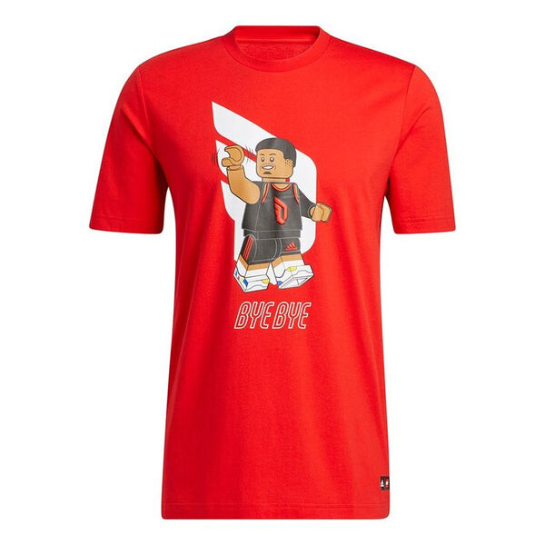 

Футболка men's x lego crossover dame ss damian . lillard funny blocks printing basketball sports short sleeve red t-shirt Adidas, красный