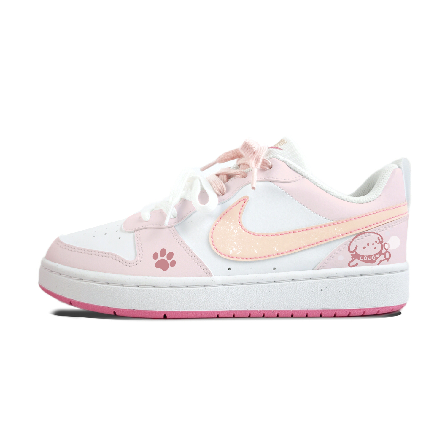 

Кроссовки для скейтбординга Court Borough Bubbles Express Love Mismatched Slip Resistant Abrasion Resistant для детей Unisex Nike, белый
