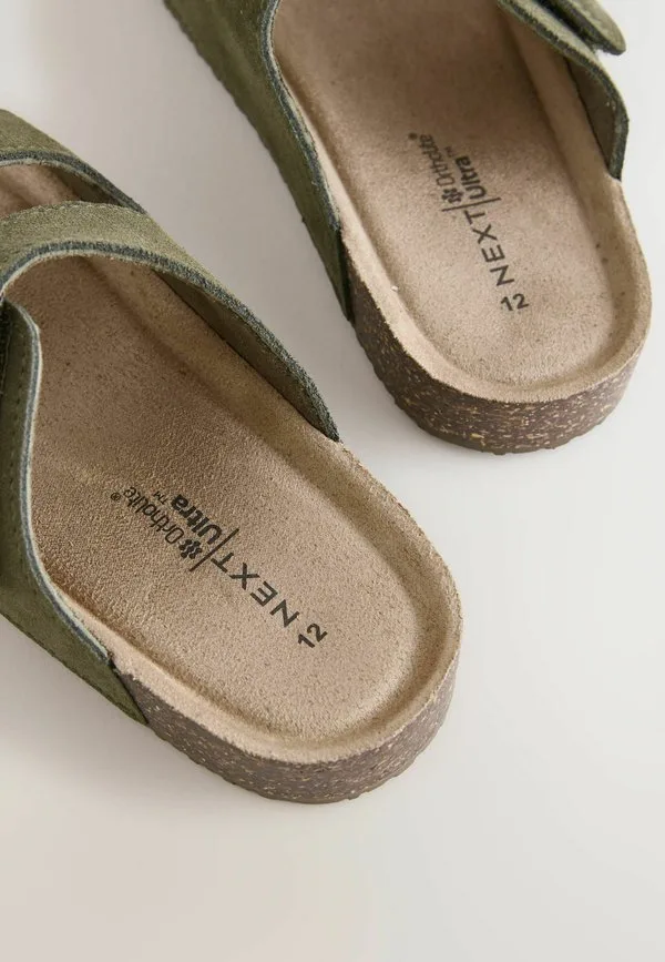 Сандалии-Шлепанцы с пробковой подошвой стандартного кроя. мюли Next, Khaki Suede — фото 3