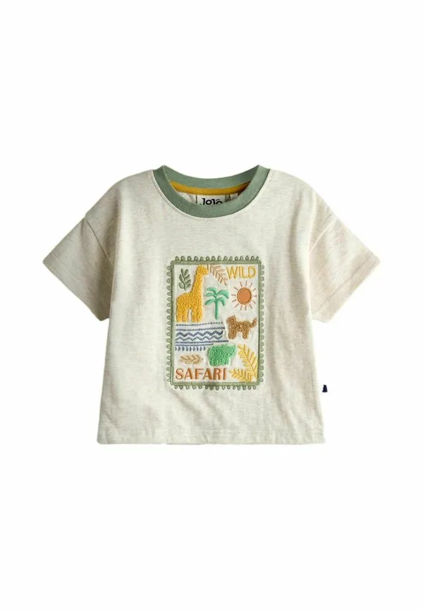 Футболка с принтом, стандартного кроя Jojo Maman Bébé, Natural Safari Stamp