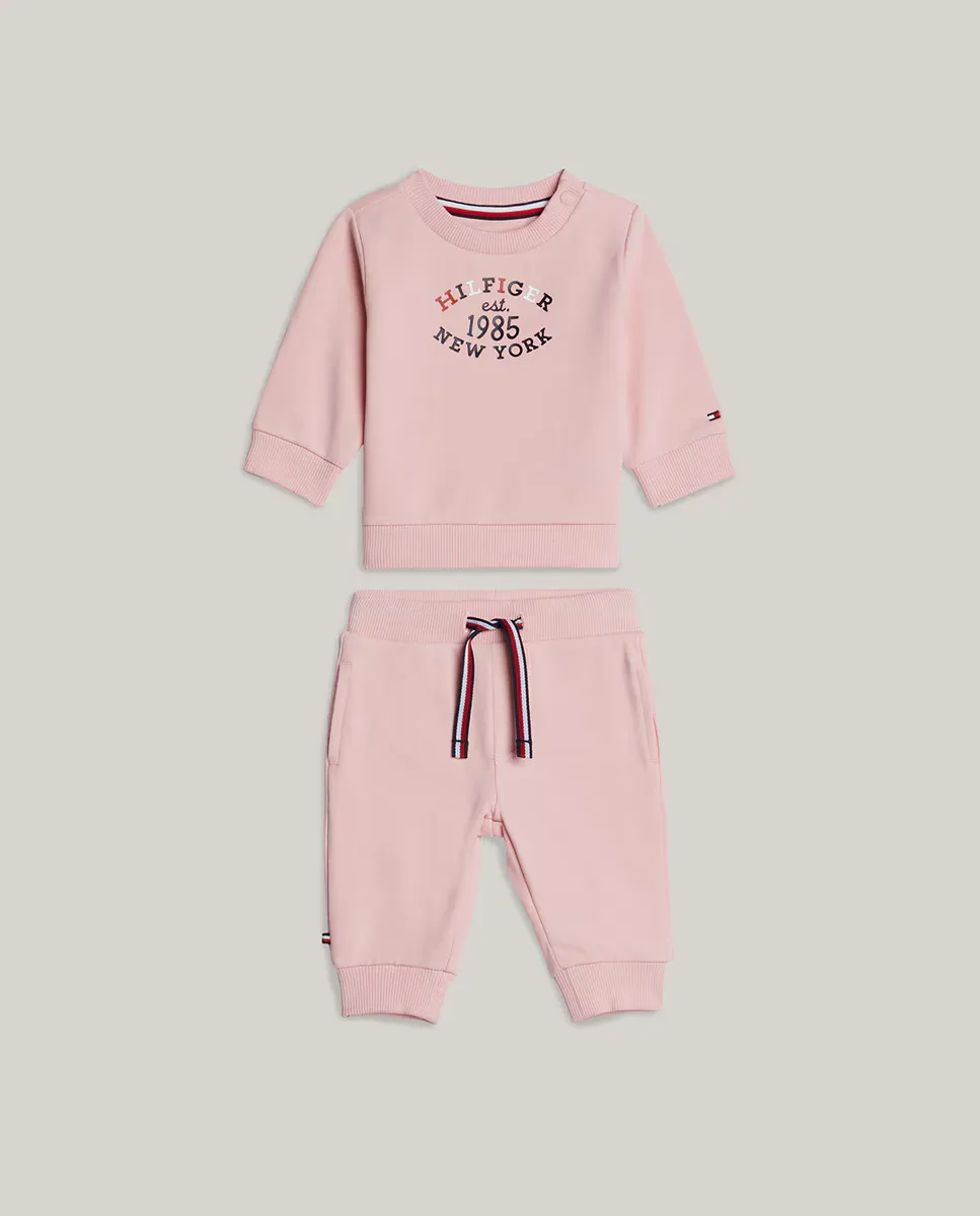 

Спортивный комплект для девочки из хлопковой толстовки и штанишек Tommy Hilfiger, розовый