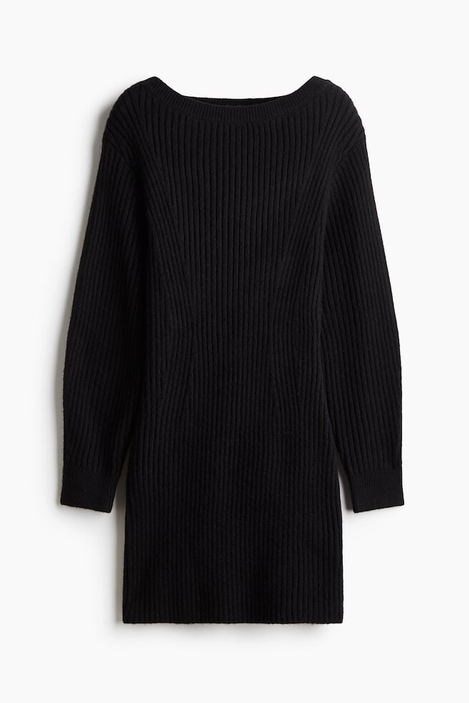 

Платье в рубчик с вырезом-лодочкой H&M, черный