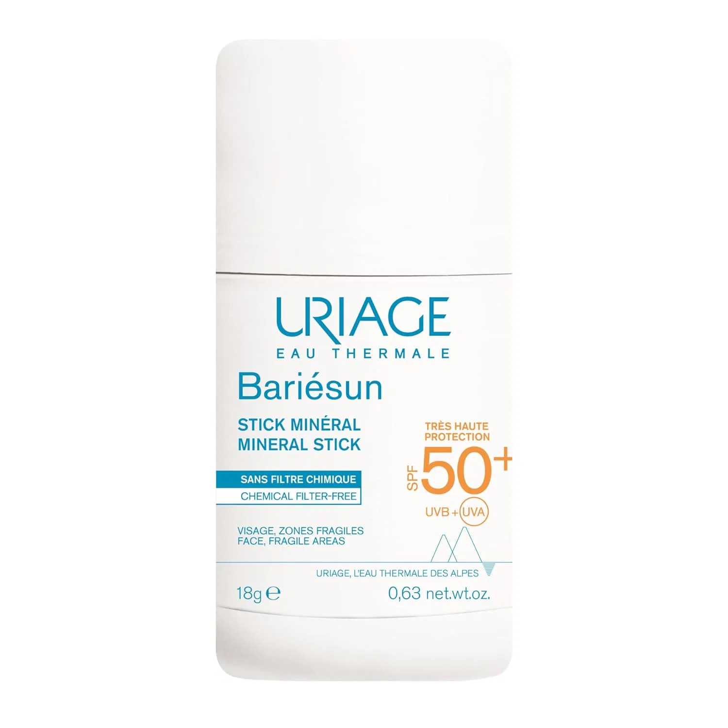 Минеральный стик Uriage Bariesun SPF50+ для очень высокой защиты от UVA/UVB и синего света, 18 г Uriage