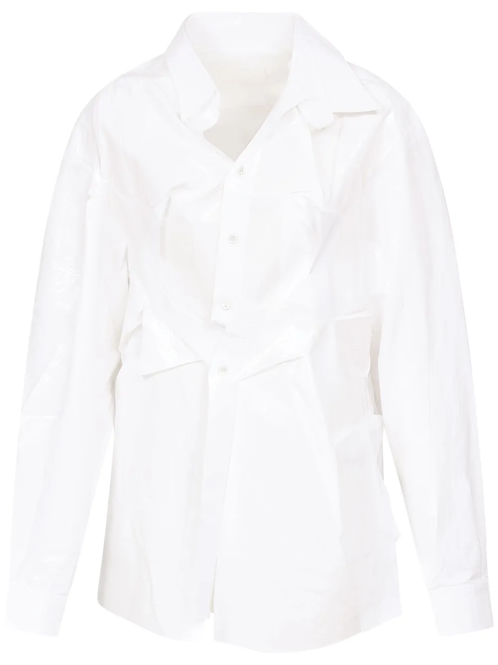 

Рубашка асимметричного кроя со сборками MAISON MARGIELA, белый