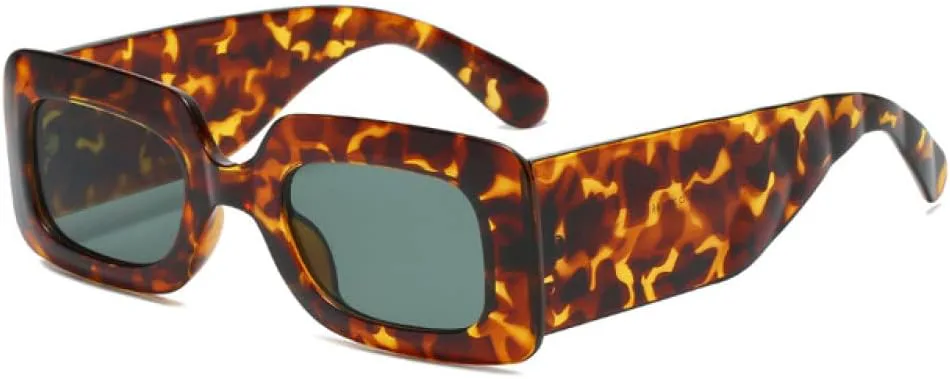 

Женские прямоугольные солнцезащитные очки в стиле ретро-панк, женские солнцезащитные очки-маска с защитой от УФ-излучения UV400 LANGSER, Leopard Frame Green