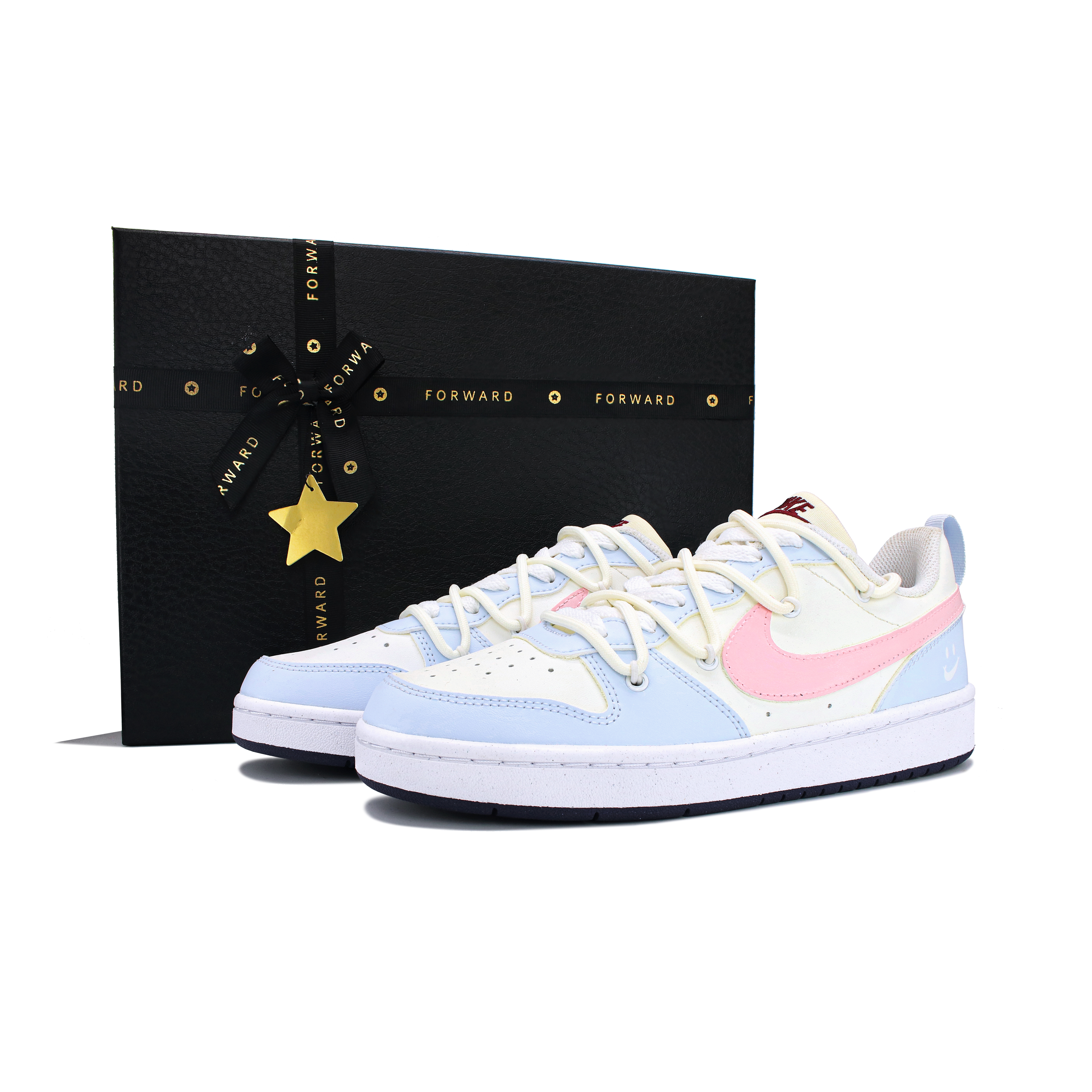 

Кроссовки Nike Court Borough Skateboarding Shoes Women's Low-top Beige/Blue, голубой, Синий, Кроссовки Nike Court Borough Skateboarding Shoes Women's Low-top Beige/Blue, голубой