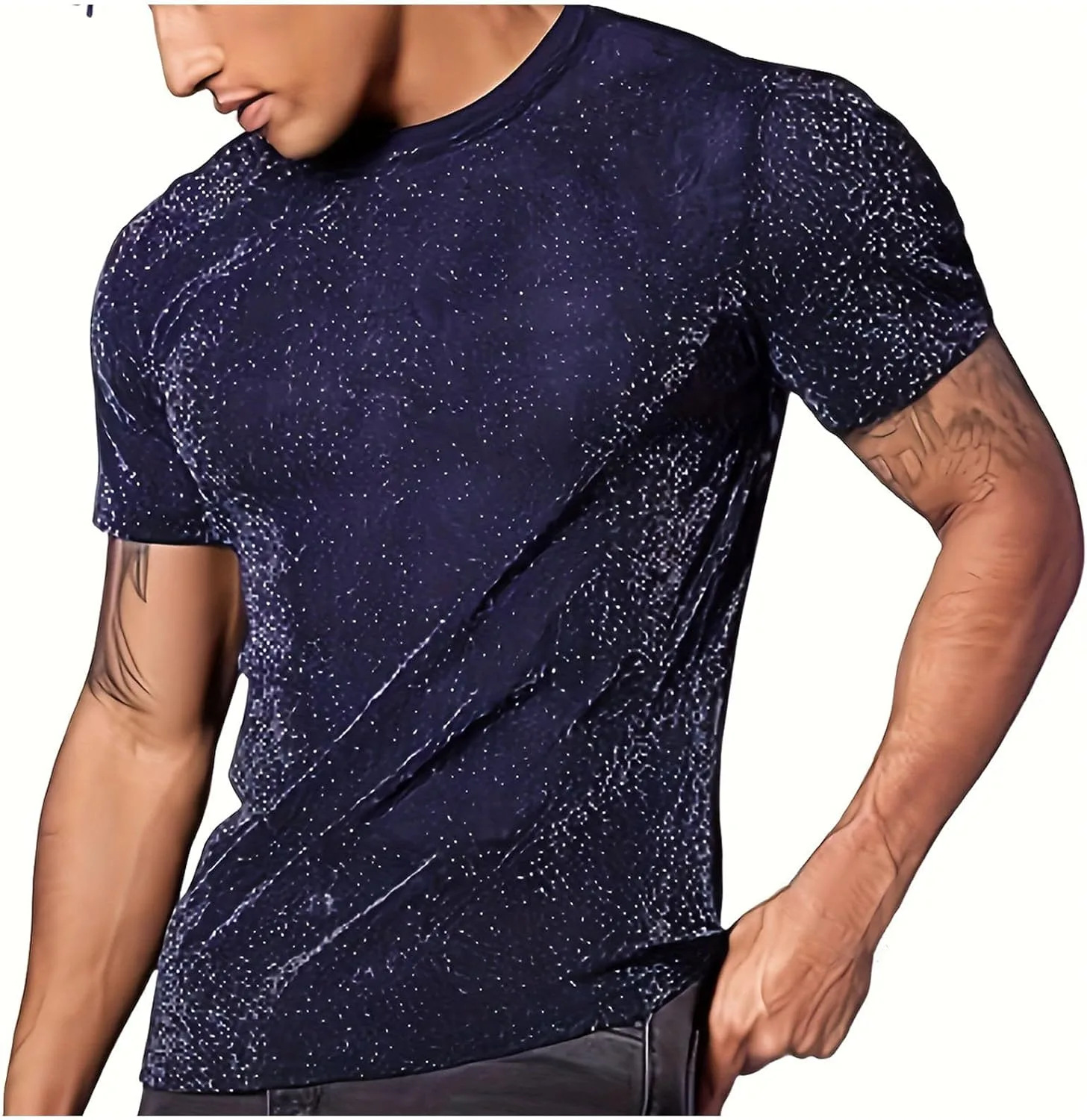 

Мужская футболка 70s disco с пайетками и коротким рукавом