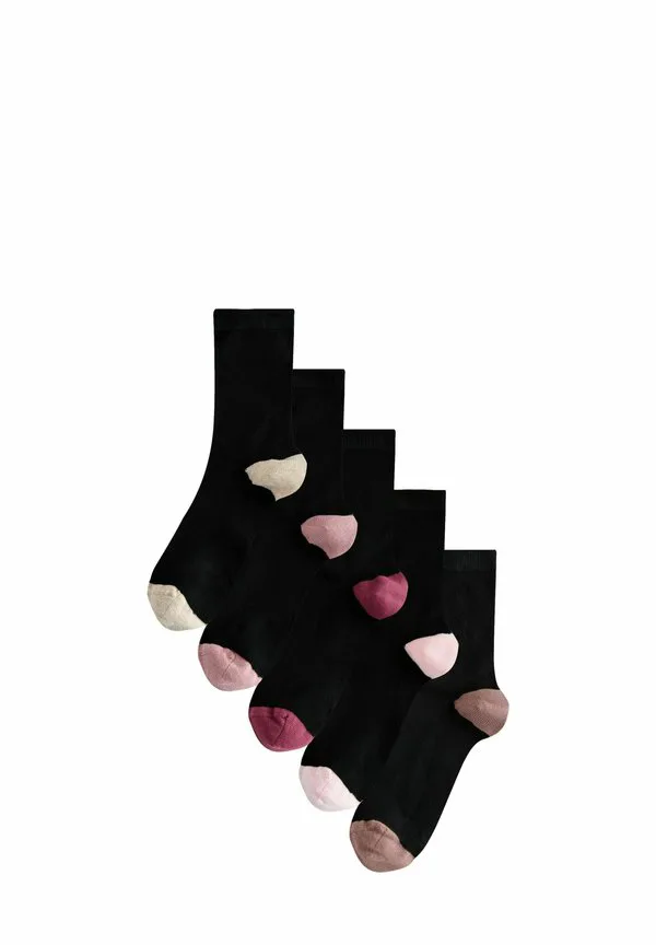 Комплект из 5 носков до щиколотки с отделкой под пятку и носок. Next, Black/Light Pink Sparkle