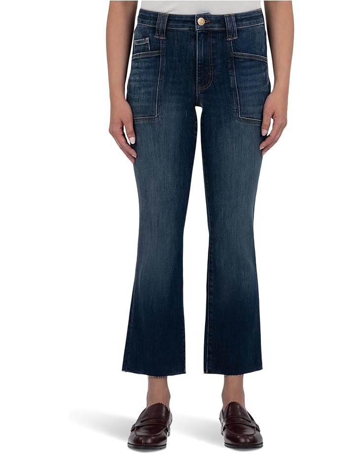 

Джинсы KUT from the Kloth Kelsey High-Rise Flare Frt Pockets Inset Raw Hem in Precocious, цвет Precocious