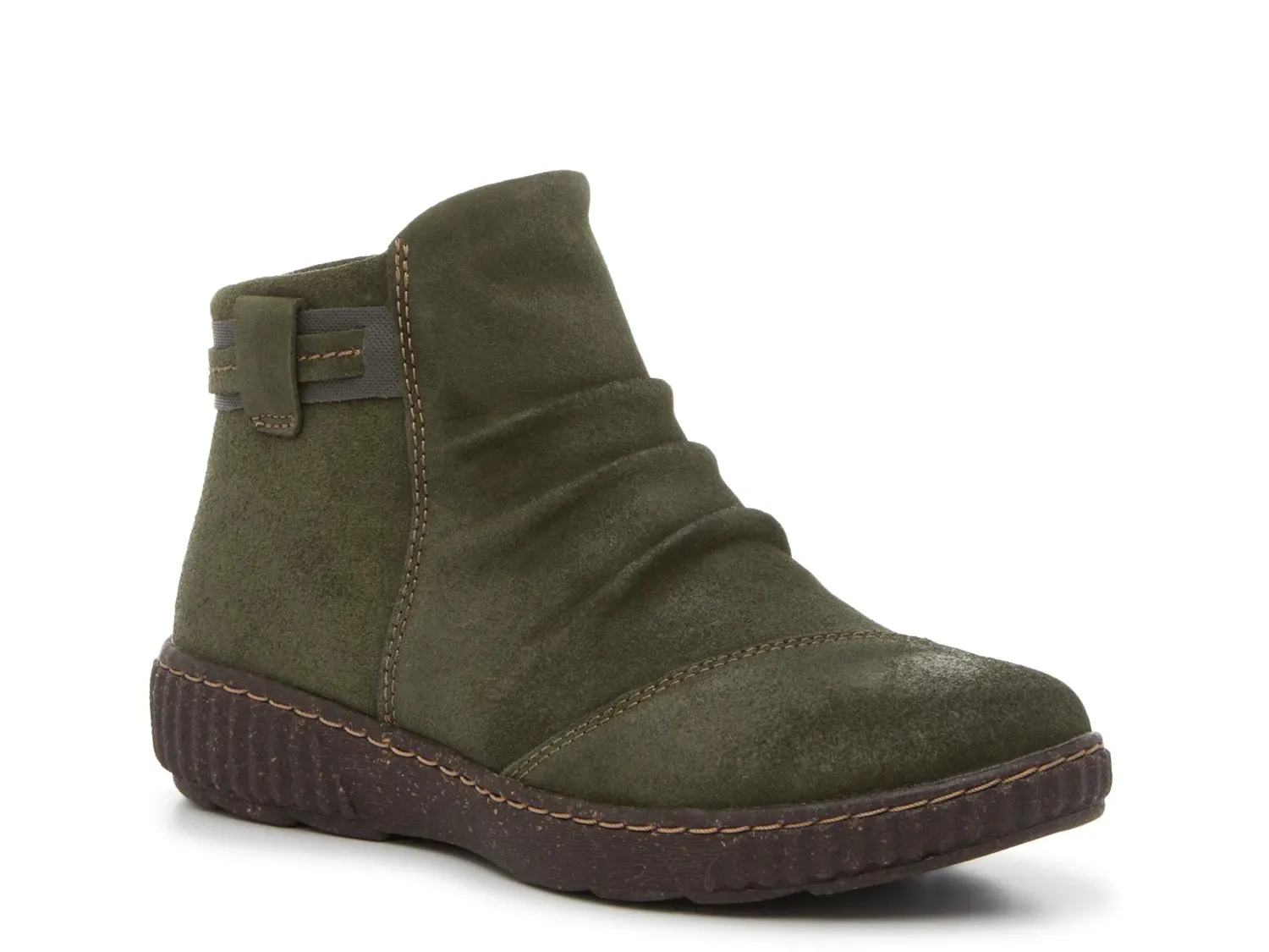 Ботинки женские Clarks Caroline Derby замшевые со сборкой, темно-зеленые