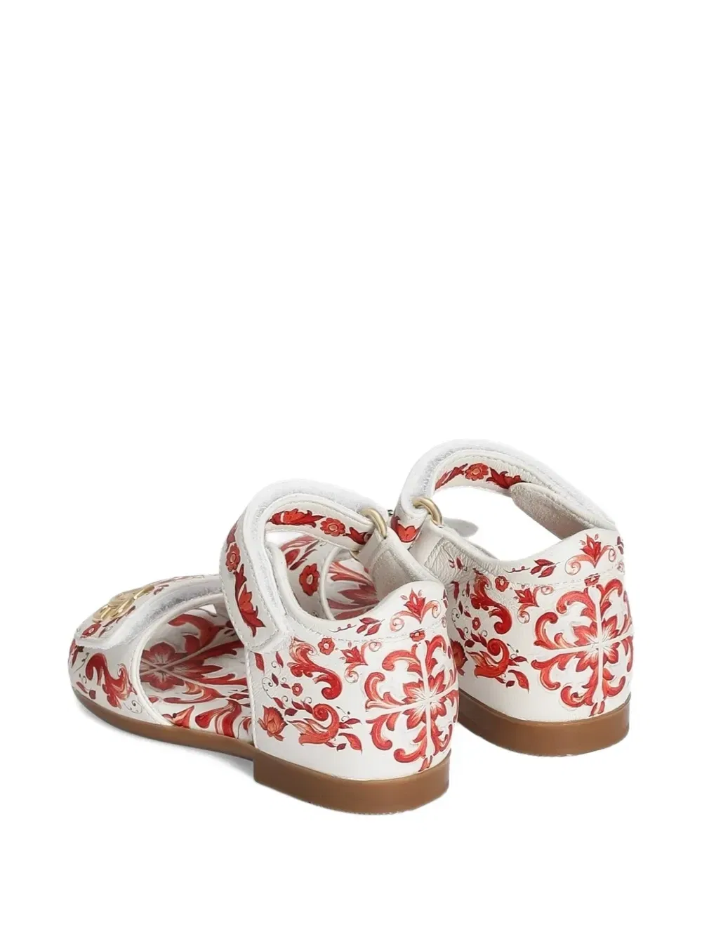 Босоножки из кожи ягненка с принтом "майолика" Dolce & Gabbana Kids, белый — фото 3