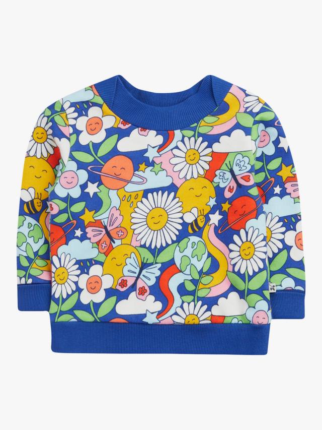 

Детский джемпер из органического хлопка с легким принтом Frugi, цвет Retro Happy