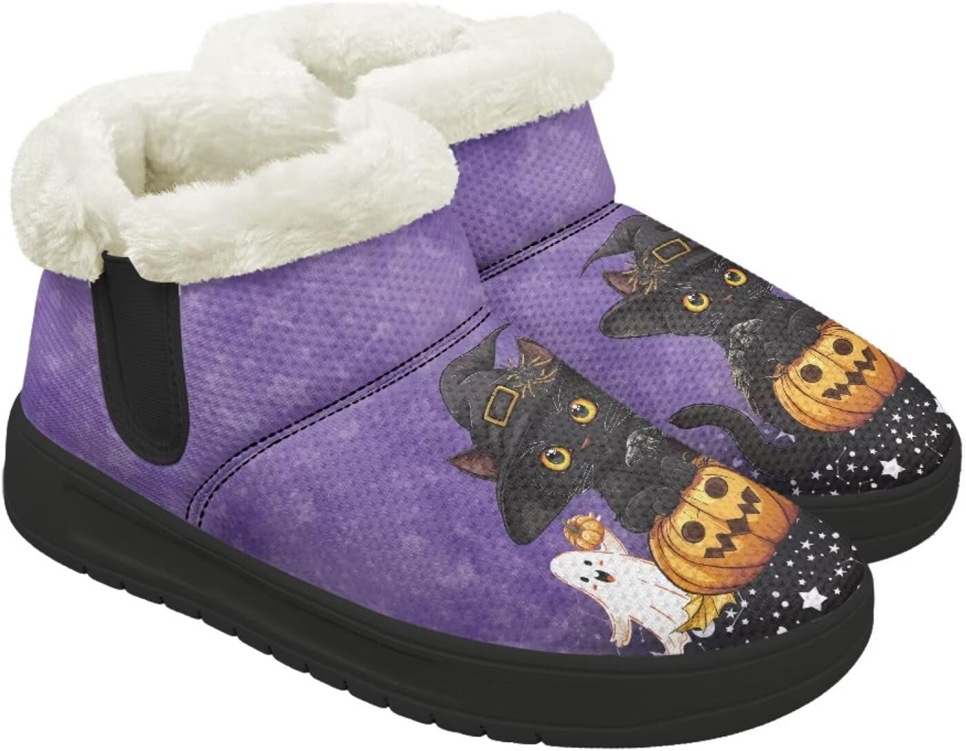 

Зимние утепленные ботинки Forchrinse для женщин и мужчин, комфортные полусапожки с антискользящей подошвой для улицы, черный