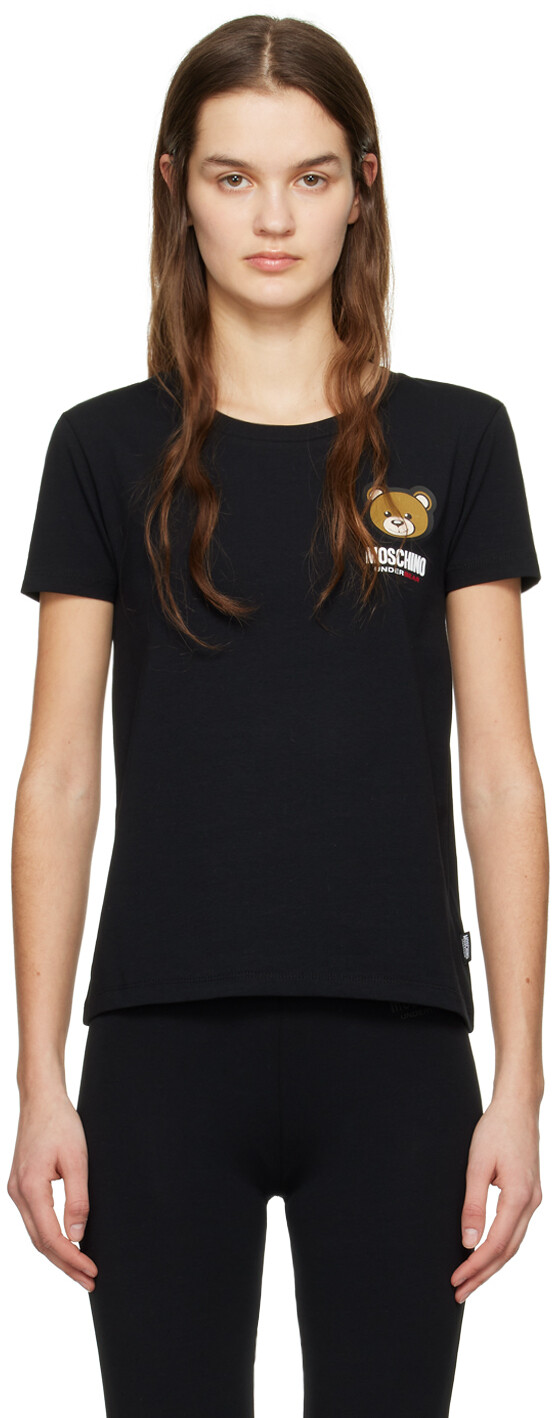 

Черная футболка с аппликацией Moschino