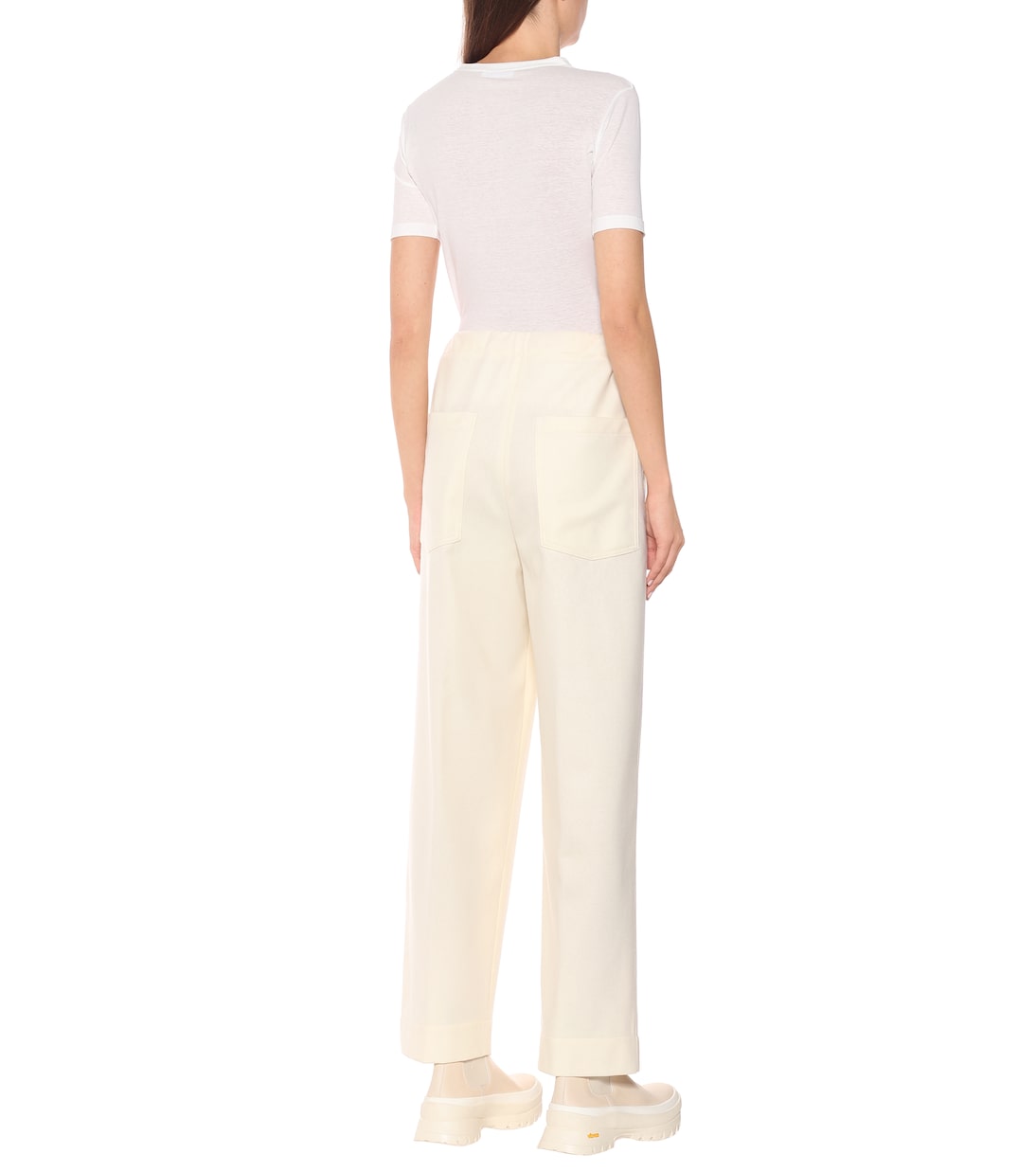 Широкие брюки из смесовой шерсти и твила Jil Sander, Natural — фото 3