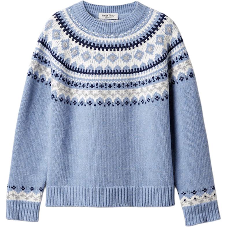 

Свитер из шерсти с узором Fair Isle MIU MIU, sapphire синий