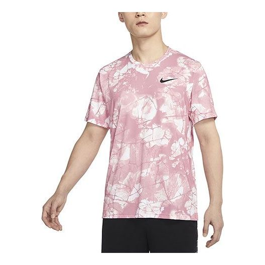 

Футболка Men's Nike Pro Dri-FIT Logo Printing Round Neck Quick Dry Short Sleeve Pink T-Shirt, розовый