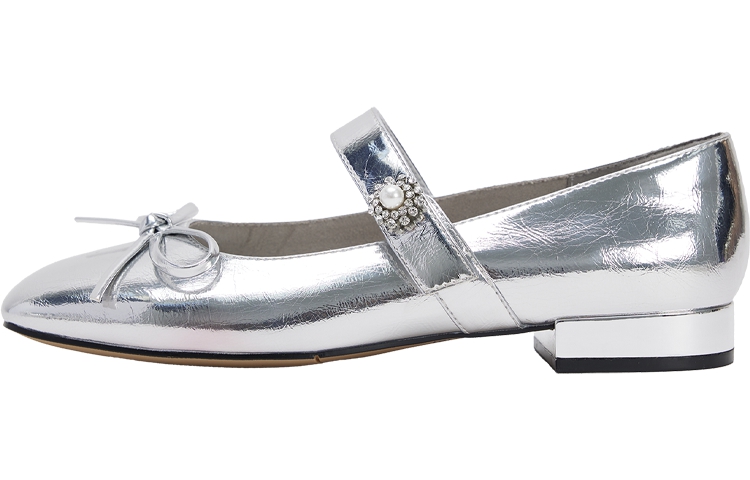 URBAN REVIVO Серебряные туфли Мэри Джейн, цвет Silver